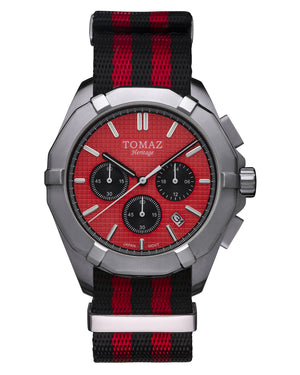 
                  
                    Load image into Gallery viewer, Tomaz Men&amp;#39;s Watch TW008 (Silver/Red) Red Black Nato Strap
                  
                