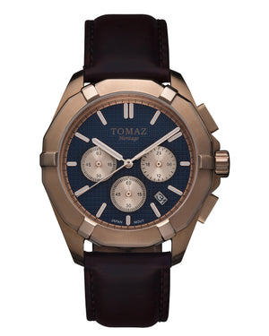 
                  
                    Load image into Gallery viewer, Tomaz Men&amp;#39;s Watch TW008 (Rose Gold/Navy) Coffee Leather Strap
                  
                