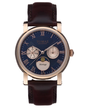 
                  
                    Load image into Gallery viewer, Tomaz Ladies Watch TQ007L-D2 (Rose Gold/Navy) Brown Leather Strap
                  
                