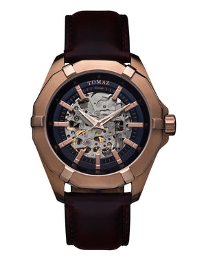 
                  
                    Load image into Gallery viewer, Tomaz Men&amp;#39;s Watch TW009B 1st version (Rose Gold/Navy) Coffee Leather Strap
                  
                