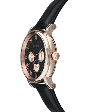 
                  
                    Load image into Gallery viewer, Tomaz Men&amp;#39;s Watch TQ007M-D3 (Rose Gold/Black) Black Leather Strap
                  
                