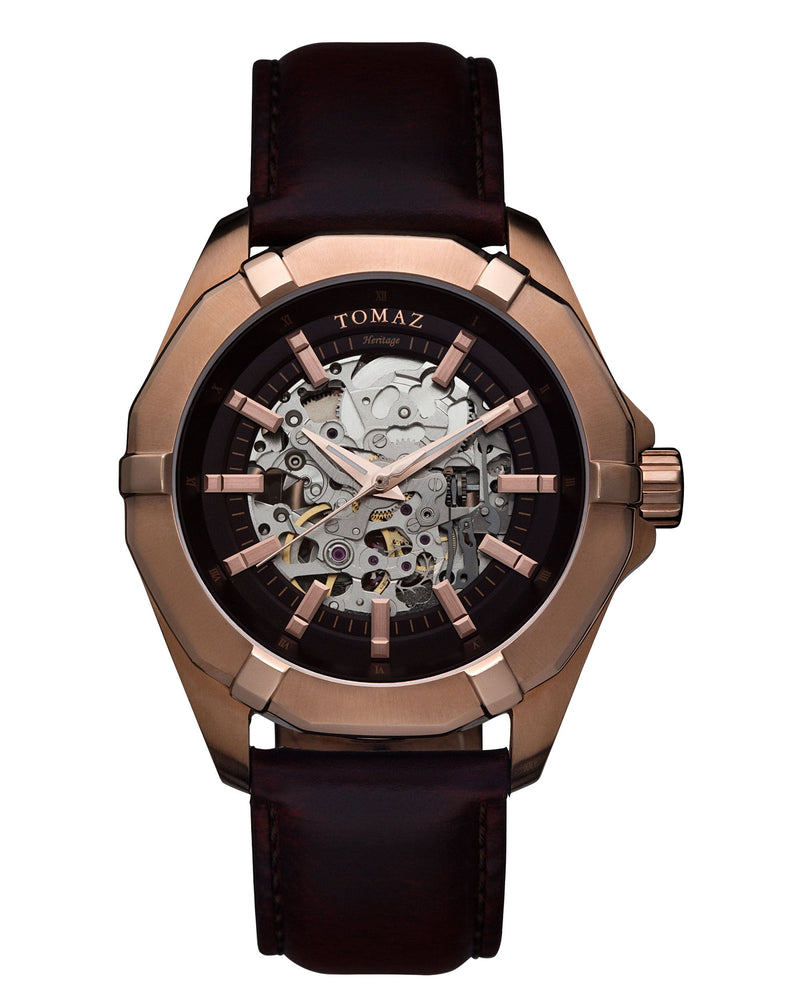 Tomaz Men's Watch TW009B 1st version (Rose Gold/Coffee) Coffee Leather Strap