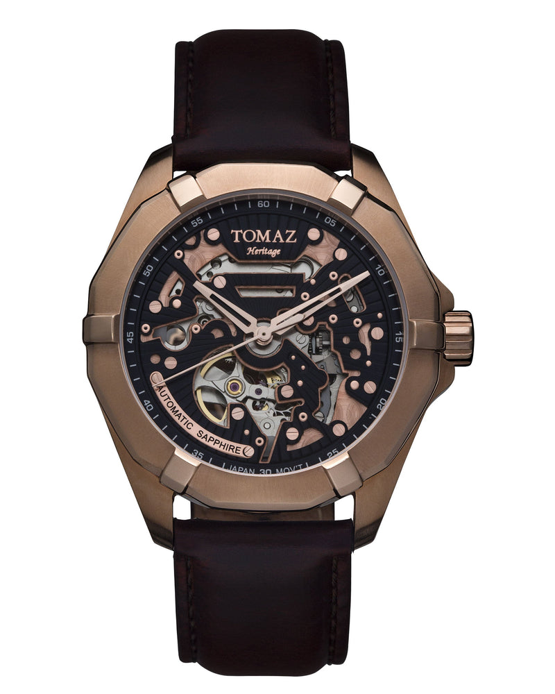 Tomaz Men's Watch TW009A (Rose Gold/Navy) Coffee Leather Strap