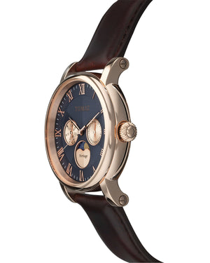 
                  
                    Load image into Gallery viewer, Tomaz Men&amp;#39;s Watch TQ007M-D2 (Rose Gold/Navy)  Brown Leather Strap
                  
                