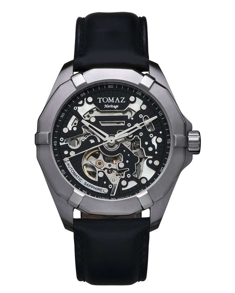 
                  
                    Load image into Gallery viewer, Tomaz Men&amp;#39;s Watch TW009A (Silver/Black) Black Leather Strap
                  
                