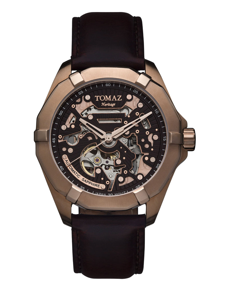 Tomaz Men's Watch TW009A (Rose Gold/Coffee) Coffee Leather Strap