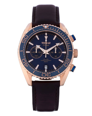 
                  
                    Load image into Gallery viewer, Tomaz Men&amp;#39;s Watch TW012-D2 (Rose Gold/Navy) Coffee Leather Strap
                  
                