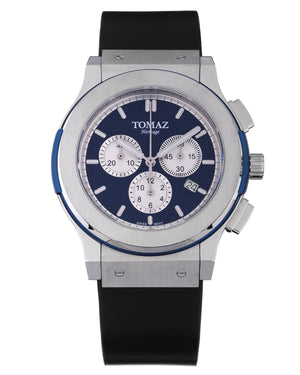 
                  
                    Load image into Gallery viewer, Tomaz Men&amp;#39;s Watch TQ008B (Silver/Navy) Black Leather Strap
                  
                