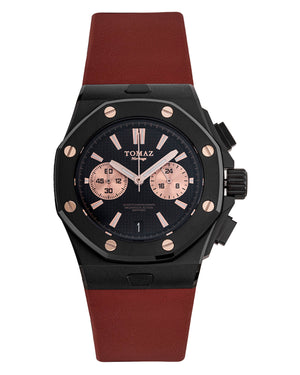 
                  
                    Load image into Gallery viewer, Tomaz Men&amp;#39;s Watch TQ011-D3A (Black) Red Rubber Strap
                  
                