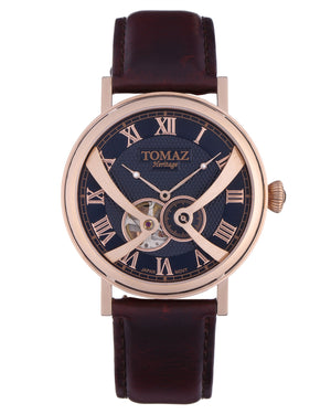 
                  
                    Load image into Gallery viewer, Tomaz Men&amp;#39;s Watch  TW015-D3 (Rose Gold/Navy) Wine Leather Strap
                  
                