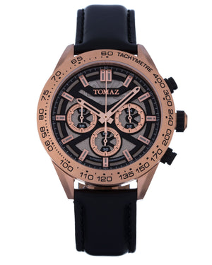 
                  
                    Load image into Gallery viewer, Tomaz Men&amp;#39;s Watch TW011-D2 (Rose Gold) Black Leather Strap
                  
                