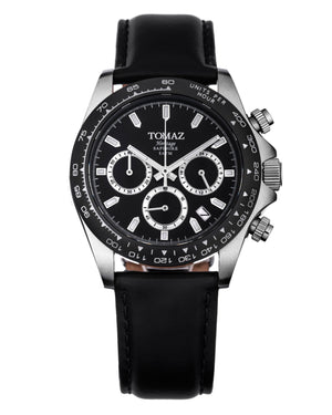 
                  
                    Load image into Gallery viewer, Tomaz Men&amp;#39;s Watch GR02-D2 (Silver/Black) Black Leather Strap
                  
                