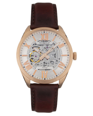 
                  
                    Load image into Gallery viewer, Tomaz Men&amp;#39;s Watch TW007B 2nd Version (Rose Gold/White) Brown Leather Strap
                  
                