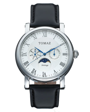 
                  
                    Load image into Gallery viewer, Tomaz Men&amp;#39;s Watch TQ007M-D1 (Silver/White) Black Leather Strap
                  
                