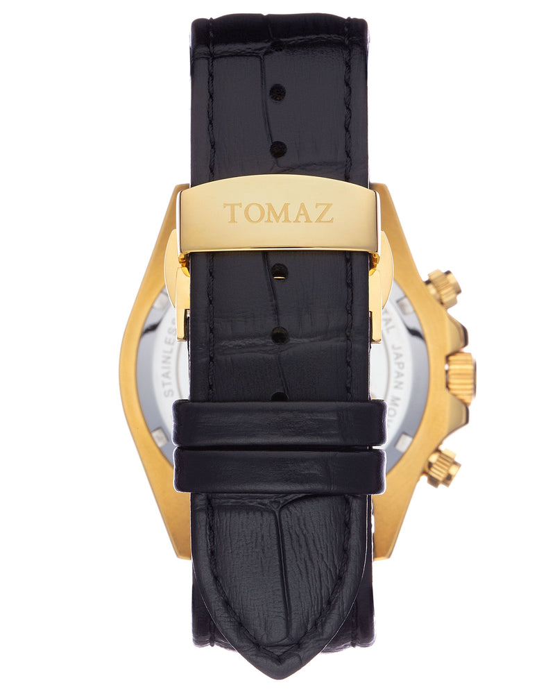 
                  
                    Load image into Gallery viewer, Tomaz Men&amp;#39;s Watch GR02-D6 (Gold/Black) Black Bamboo Leather Strap
                  
                