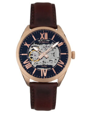 
                  
                    Load image into Gallery viewer, Tomaz Men&amp;#39;s Watch TW007B 2nd Version (Rose Gold/Navy) Brown Leather Strap
                  
                