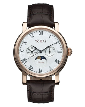 
                  
                    Load image into Gallery viewer, Tomaz Men&amp;#39;s Watch TQ007M-D4 (Rose Gold/White) Coffee Leather Strap
                  
                