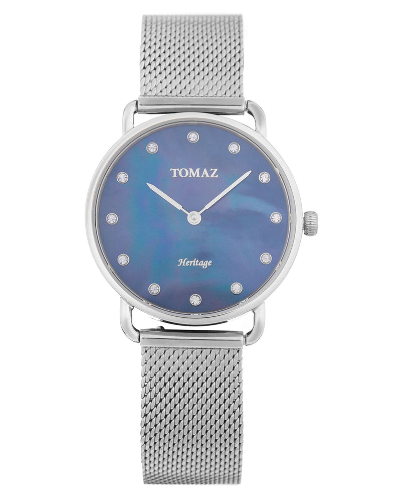 Tomaz Ladies Watch G1L-D11 Marble (Silver/Blue) Silver Mesh Strap