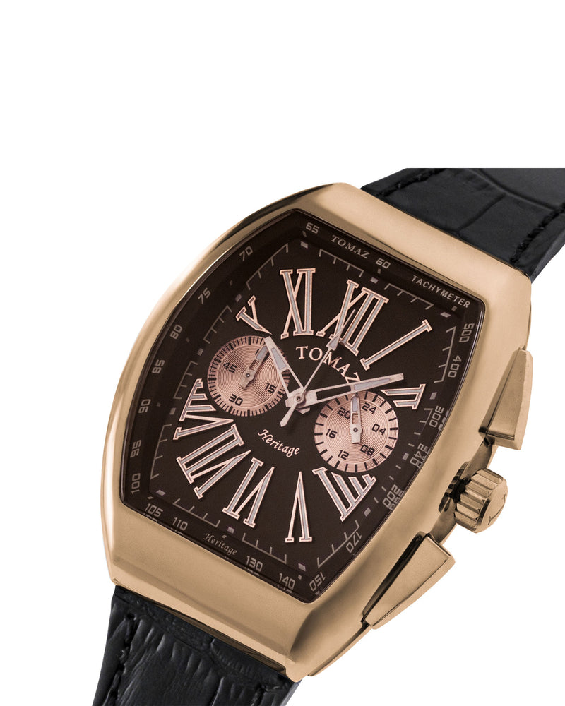 
                  
                    Load image into Gallery viewer, Tomaz Men&amp;#39;s Watch TQ012-D4 (Rose Gold/Coffee) Black Bamboo Leather Strap
                  
                