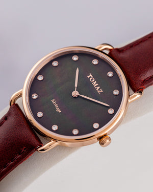 
                  
                    Load image into Gallery viewer, Tomaz Ladies Watch G1L-D11L (Rose Gold/Black) Wine Leather Strap
                  
                