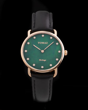 
                  
                    Load image into Gallery viewer, Tomaz Ladies Watch G1L-D16L Marble (Rose Gold/Green) Black Leather Strap
                  
                