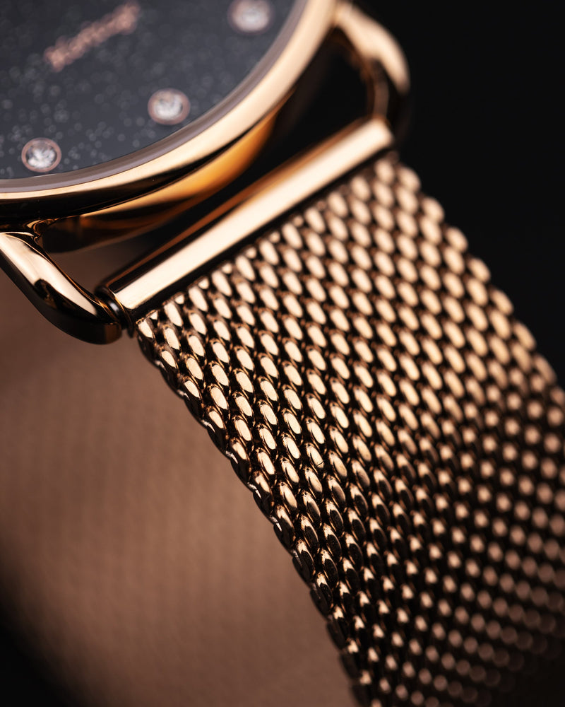 
                  
                    Load image into Gallery viewer, Tomaz Ladies Watch G1L-D5A Stardust (Rosegold/Black) Rosegold Mesh Strap
                  
                