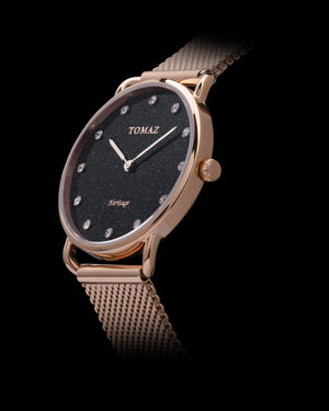 
                  
                    Load image into Gallery viewer, Tomaz Ladies Watch G1L-D5A Stardust (Rosegold/Black) Rosegold Mesh Strap
                  
                