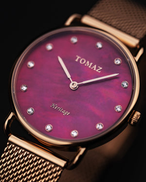 
                  
                    Load image into Gallery viewer, Tomaz Ladies Watch G1L-D6C (Rose Gold/Purple) Rosegold Mesh Strap
                  
                