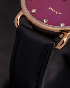 
                  
                    Load image into Gallery viewer, Tomaz Ladies Watch G1L-D6CL (Rosegold/Red) Black Leather Strap
                  
                