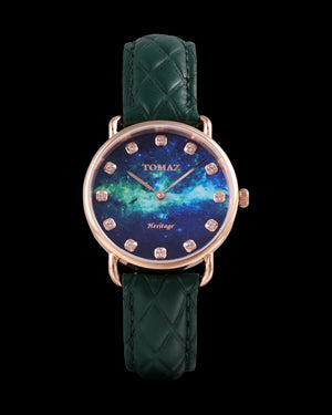 
                  
                    Load image into Gallery viewer, Tomaz Ladies Watch G1LE-D12 Galaxy (Rose Gold/Green Blue)  Green Diamond Strap
                  
                