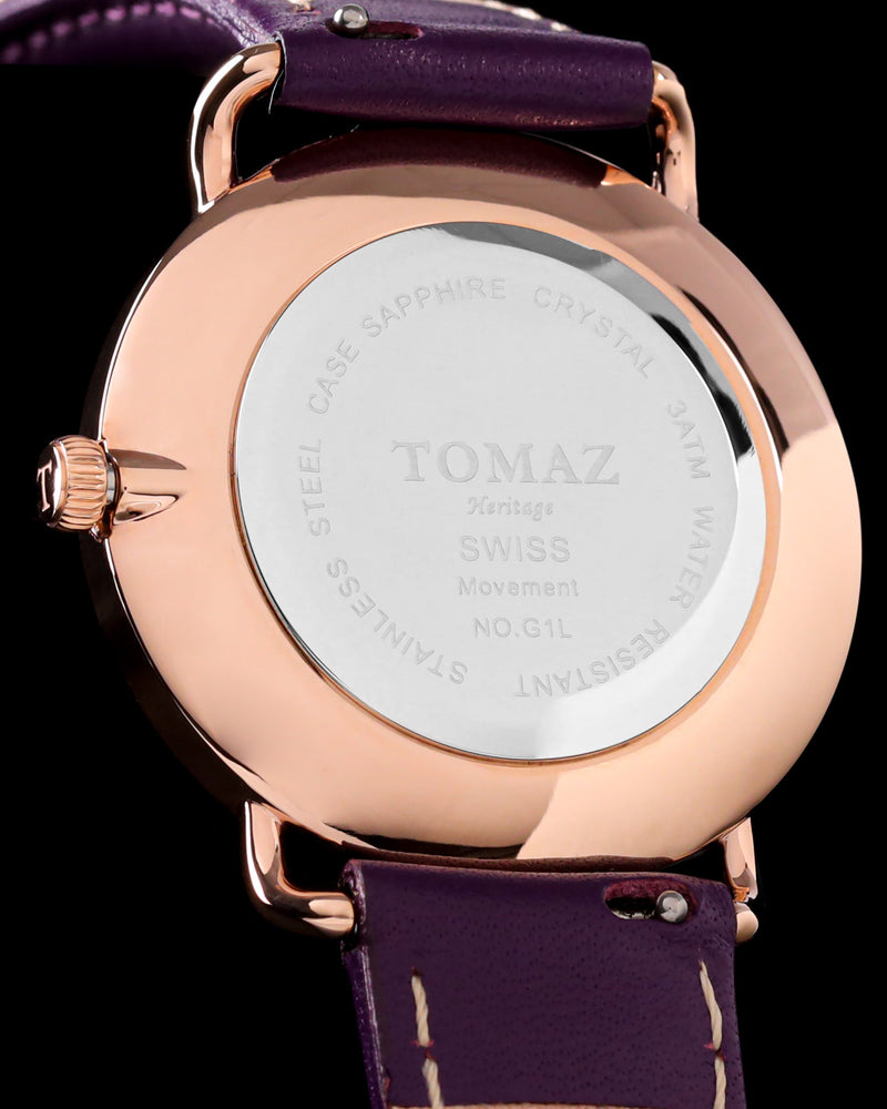 
                  
                    Load image into Gallery viewer, Tomaz Ladies Watch G1LE-D13 Stardust (Rose Gold/Purple) Purple Leather Strap
                  
                