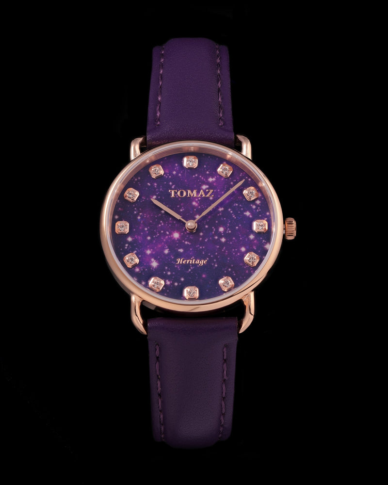 Tomaz Ladies Watch G1LE-D13 Stardust (Rose Gold/Purple) Purple Leather Strap
