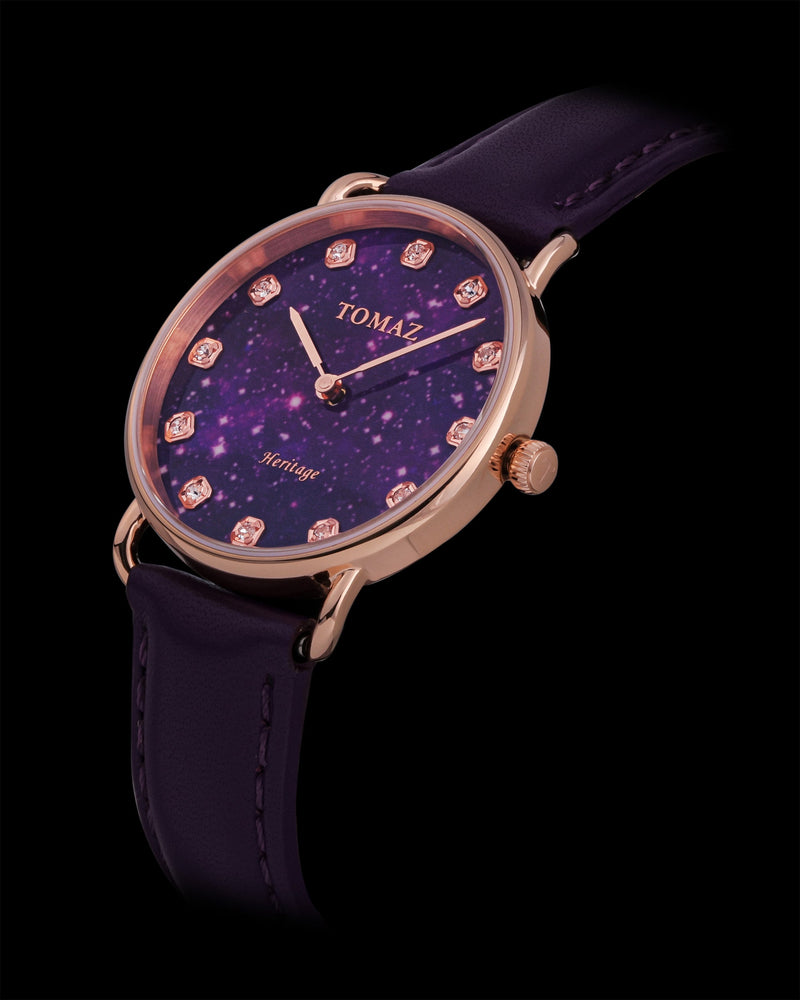 
                  
                    Load image into Gallery viewer, Tomaz Ladies Watch G1LE-D13 Stardust (Rose Gold/Purple) Purple Leather Strap
                  
                