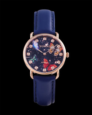 
                  
                    Load image into Gallery viewer, Tomaz Ladies Watch G1LE-D14 Butterfly (Rose Gold/Blue) Blue Leather Strap
                  
                