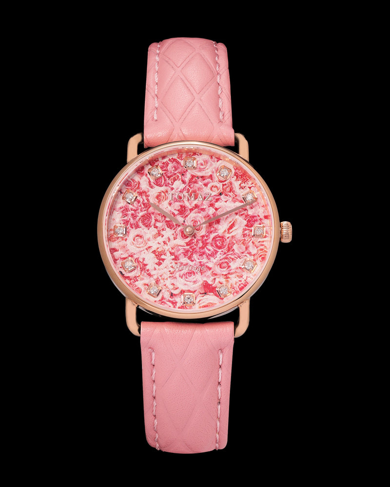 Tomaz Ladies Watch G1LE-D21 Flower (Rosegold/Pink) Light Pink Leather Strap