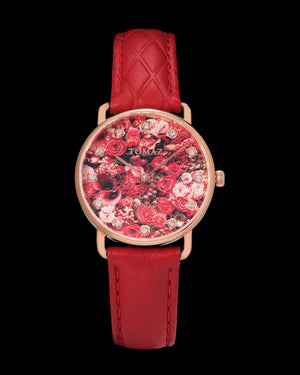 
                  
                    Load image into Gallery viewer, Tomaz Ladies Watch G1LE-D23 Flower (Rosegold) Red Leather Strap
                  
                