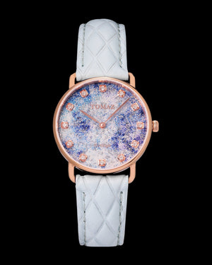 
                  
                    Load image into Gallery viewer, Tomaz Ladies Watch G1LE-D28 Stardust (Rosegold/Starry Blue) Light Blue Leather Strap
                  
                