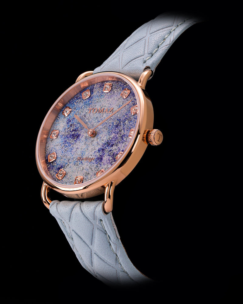 
                  
                    Load image into Gallery viewer, Tomaz Ladies Watch G1LE-D28 Stardust (Rosegold/Starry Blue) Light Blue Leather Strap
                  
                