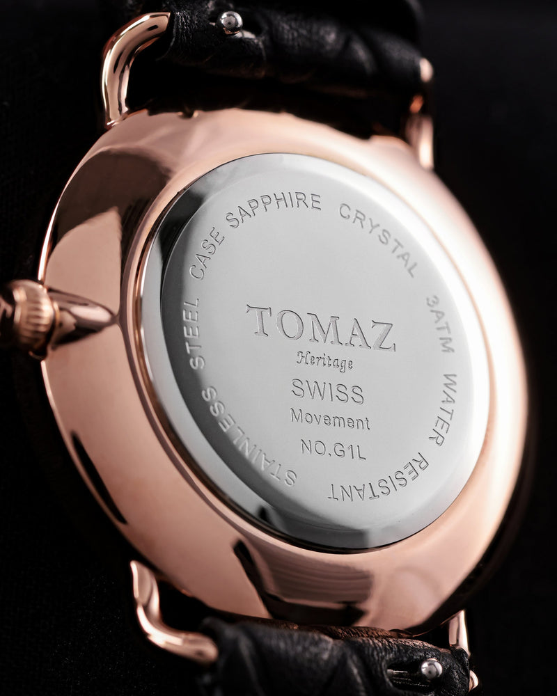 
                  
                    Load image into Gallery viewer, Tomaz Ladies Watch G1LE-D3 (Gold/Black) Black Leather Strap
                  
                