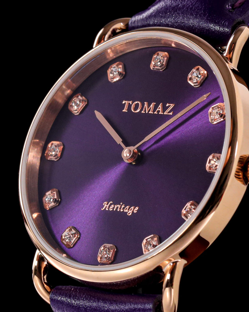 
                  
                    Load image into Gallery viewer, Tomaz Ladies Watch G1LE-D4 (Rose Gold/Purple) Purple Leather Strap
                  
                