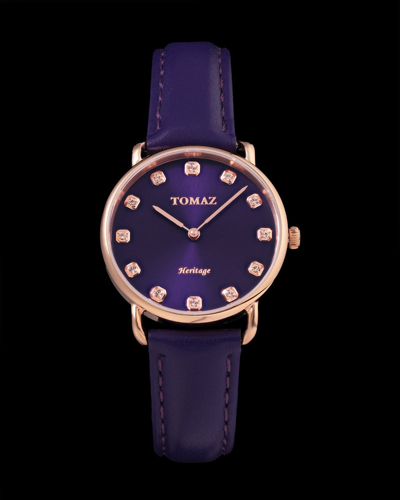 Tomaz Ladies Watch G1LE-D4 (Rose Gold/Purple) Purple Leather Strap