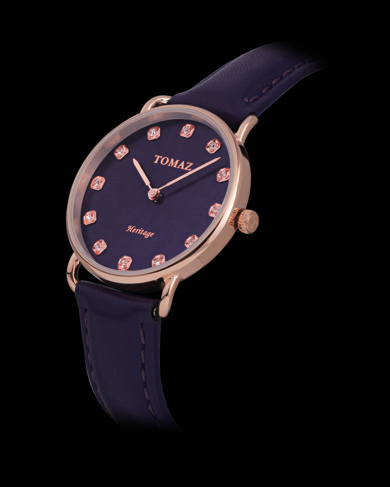 
                  
                    Load image into Gallery viewer, Tomaz Ladies Watch G1LE-D4 (Rose Gold/Purple) Purple Leather Strap
                  
                