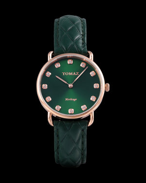 
                  
                    Load image into Gallery viewer, Tomaz Ladies Watch G1LE-D5 (Rose Gold/Green) Green Diamond Strap
                  
                