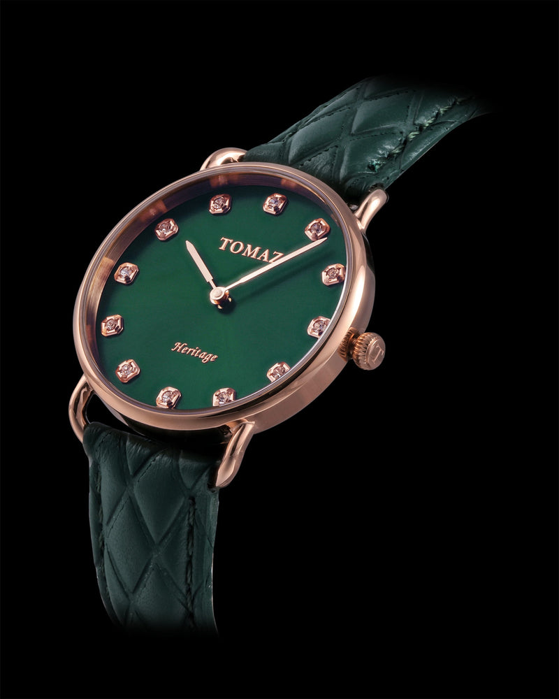 
                  
                    Load image into Gallery viewer, Tomaz Ladies Watch G1LE-D5 (Rose Gold/Green) Green Diamond Strap
                  
                