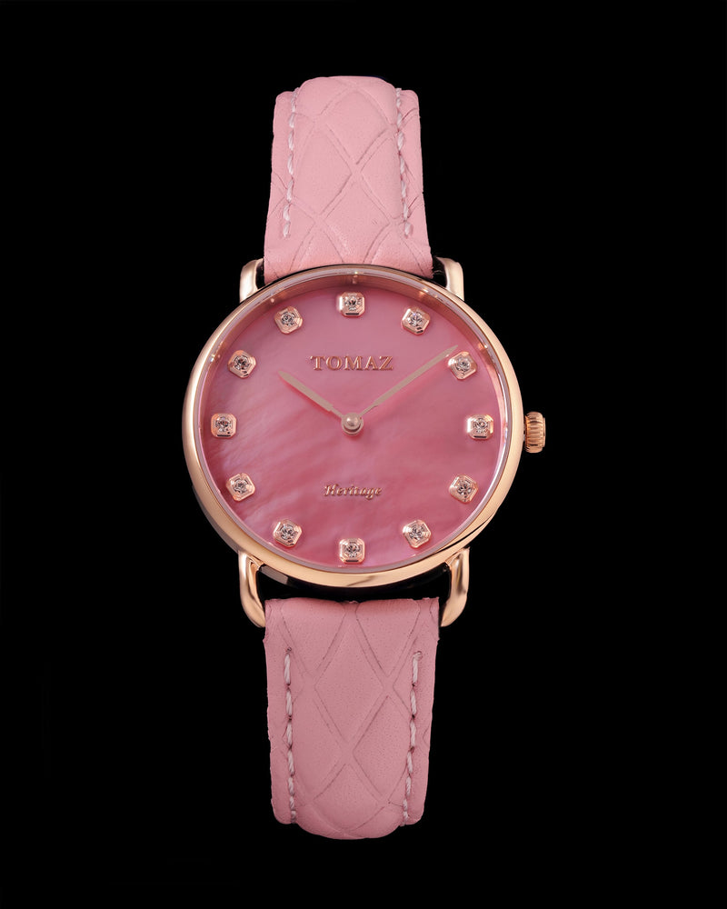 Tomaz Ladies Watch G1LE-D6 Marble (Rose Gold/Pink) Pink Leather Strap