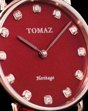 
                  
                    Load image into Gallery viewer, Tomaz Ladies Watch G1LE-D7 (Gold/Red) Red Leather Strap
                  
                