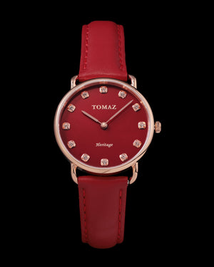 
                  
                    Load image into Gallery viewer, Tomaz Ladies Watch G1LE-D7 (Gold/Red) Red Leather Strap
                  
                