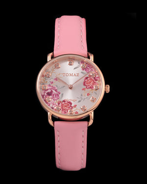 
                  
                    Load image into Gallery viewer, Tomaz Ladies Watch G1LE-D8 Flower (Rose Gold/White) Pink Leather Strap
                  
                