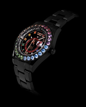 
                  
                    Load image into Gallery viewer, Tomaz Ladies Watch G4L-D9S (Black) with Rainbow Double Swarovski (Black Stainless Steel)
                  
                