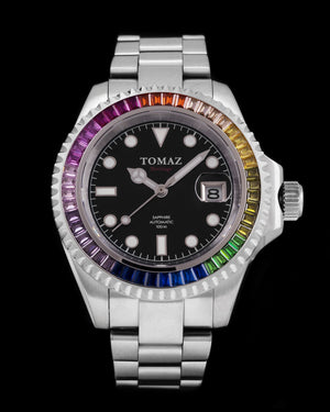 
                  
                    Load image into Gallery viewer, Tomaz Men&amp;#39;s Watch GR01BS-D4 (Silver) with Rainbow Swarovski (Silver  Stainless Steel)
                  
                